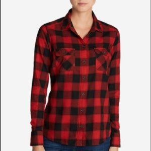 Eddie Bauer Red and Black Buffalo Plaid Flannel Shirt